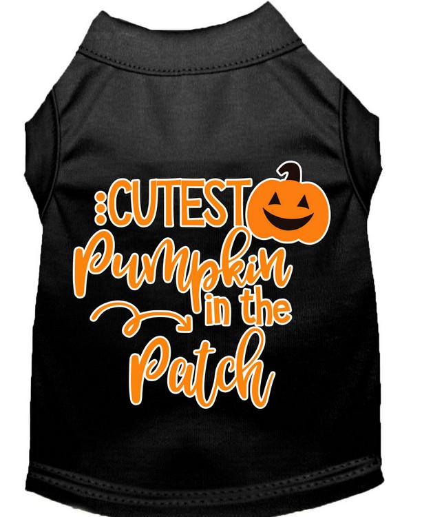 Cutest Pumpkin in the Patch Screen Print Dog Shirt Black Med